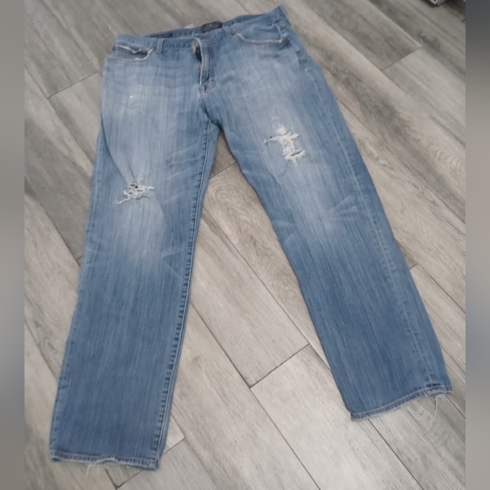 Men's Lucky Brand 363 Vintage Straight Distressed High Rise Denim Jeans 38/34